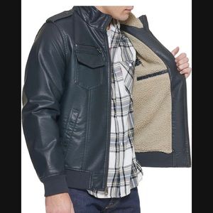 Levi's Men's Faux Leather Sherpa Aviator Bomber Jacket